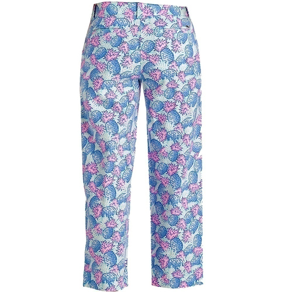 VINEYARD Vines Pineapple Catamaran Capri Pants Cropped Linen Cotton Blend
